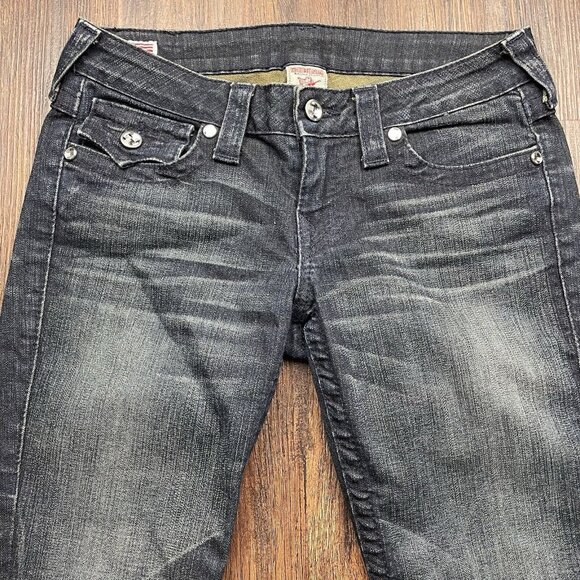 True Religion Julie Jeans Womens Size 27 Black Studded Pockets Slim USA Made - Picture 3 of 11